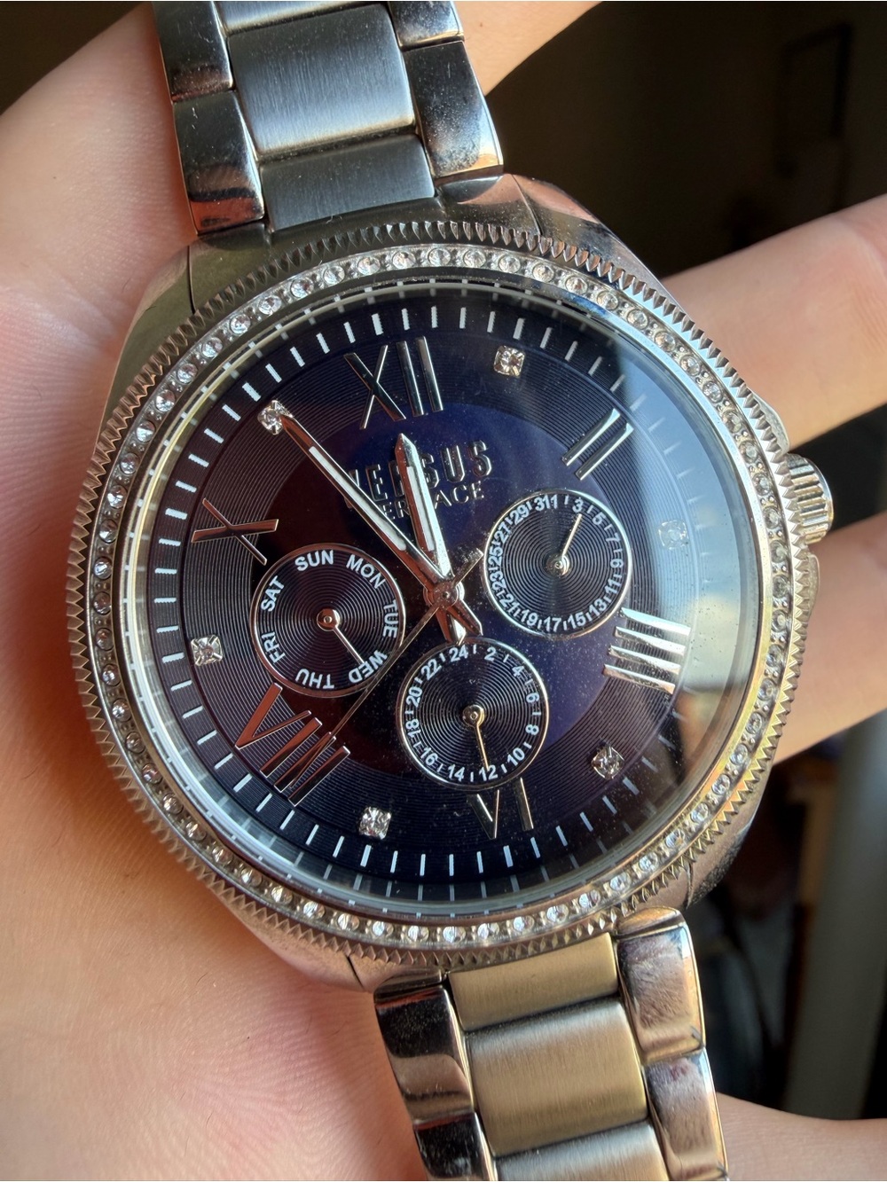 VERSUS VERSACE - Silver Watch - Dark Blue Dial(s) with Swarovski crystal bezels